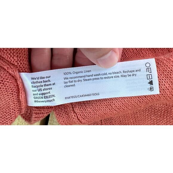 Eileen Fisher Linen Boatneck Top Size Small Women’s Red - Picture 4 of 7